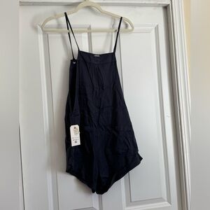 New Billabong Small Solid Dark Navy Blue Ink Cotton Viscose Wild Pursuit Romper